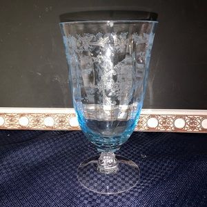 Blue depression glass goblet
